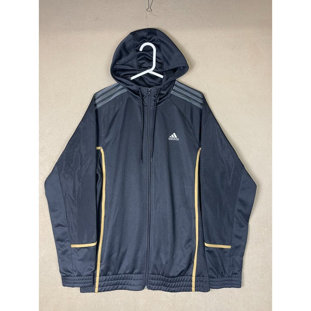 Adidas Hoodie Adult Medium Black Full Zip Long Sleeve 3 Stripes‎ Outdoor Mens